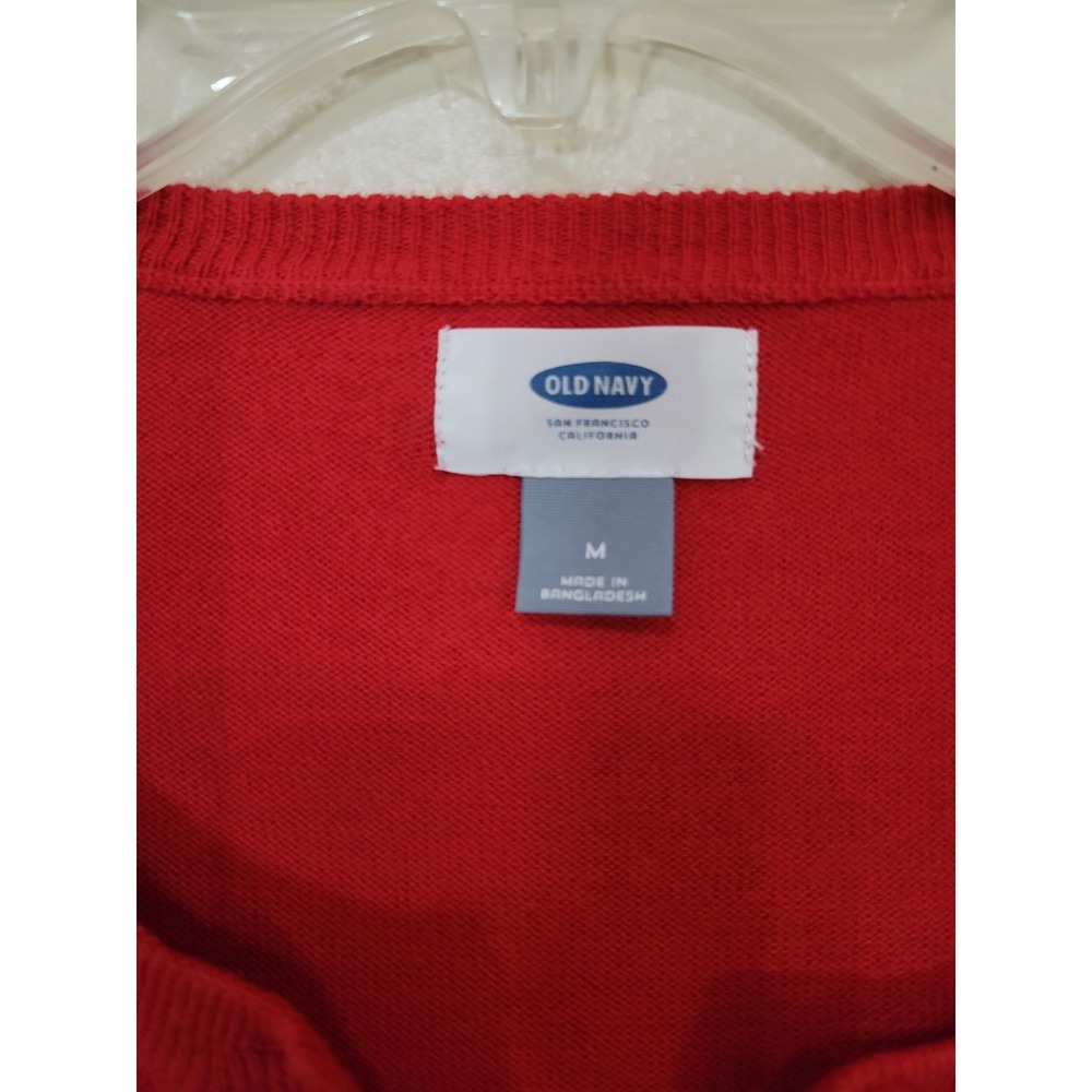 Old Navy Womens Sz M Sweater Cardigan Burgandy Button Up Round Neck Long Sleeve - Picture 3 of 11